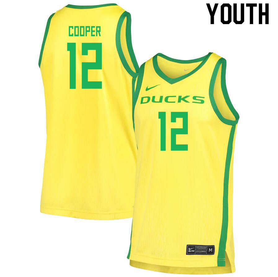Youth # #12 James Cooper Oregon Ducks College Basketball Jerseys Sale-Yellow